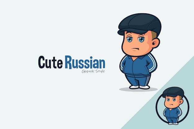 Vecteur mignon enfant russe en survêtement