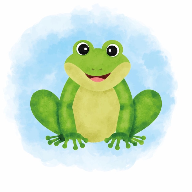 mignon grenouille aquarelle fond bleu