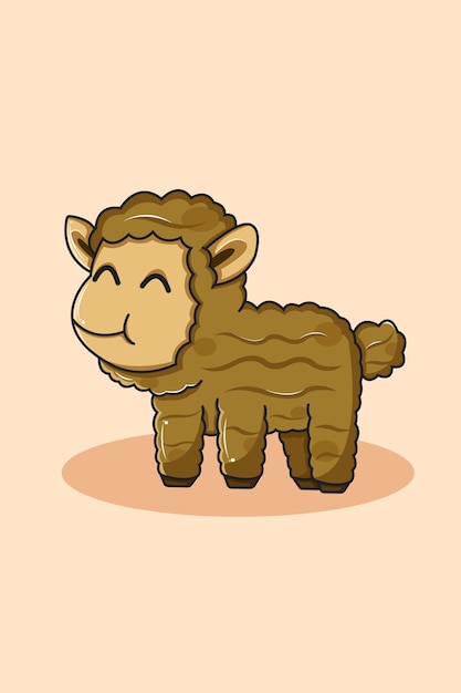 Mignon, Et, Heureux, Mouton, Dessin Animé, Illustration