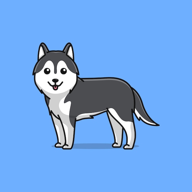 Mignon husky sibérien simple dessin animé vecteur illustration chien races nature concept icône isolée