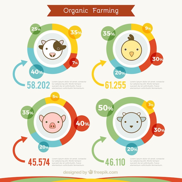 Mignon Infographie De L'agriculture Biologique Avec Des Animaux