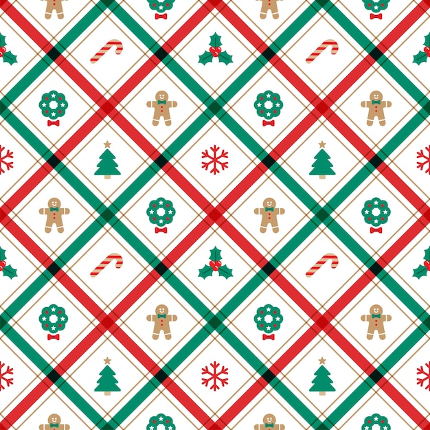 Mignon Joyeux Noël Sapin Ligne Rayure Diagonale Ligne Rayée Inclinaison Plaid Tartan Buffalo Scott Vichy