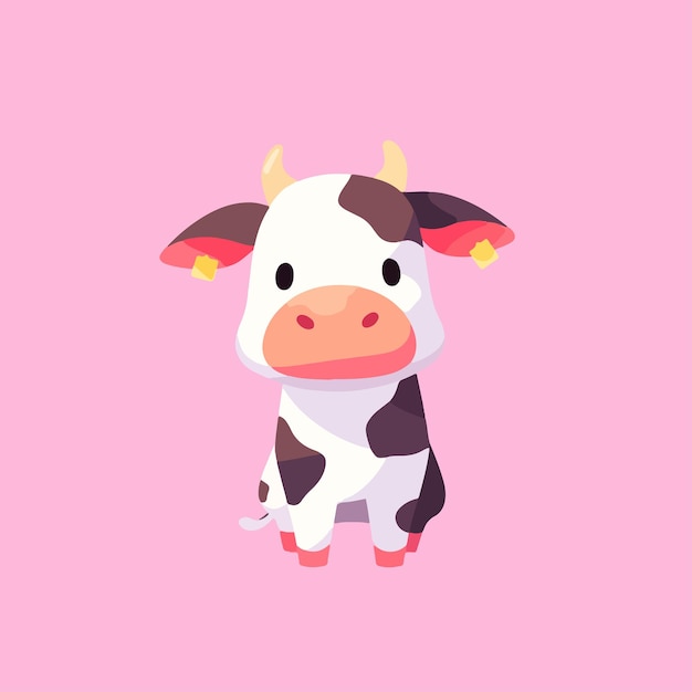 Mignon kawaii dessin animé lait vache illustration design plat vecteur