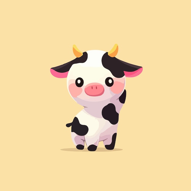 Mignon kawaii dessin animé lait vache illustration design plat vecteur