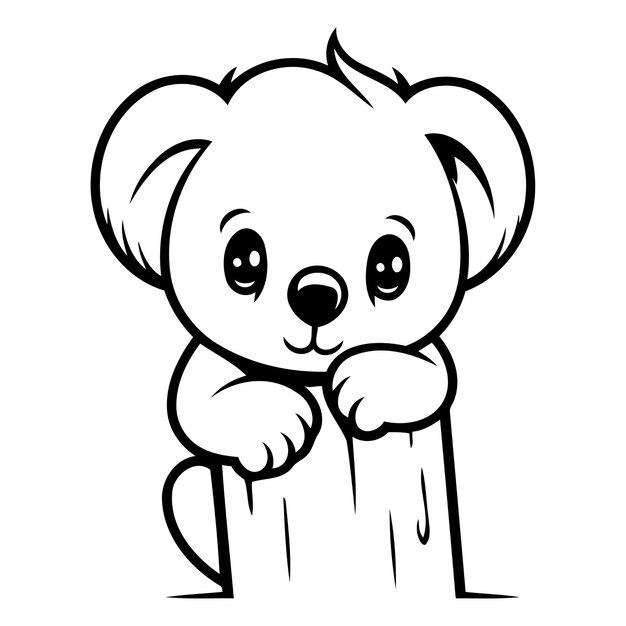 Vecteur un mignon koala assis sur une bûche illustration de dessin animé vectoriel