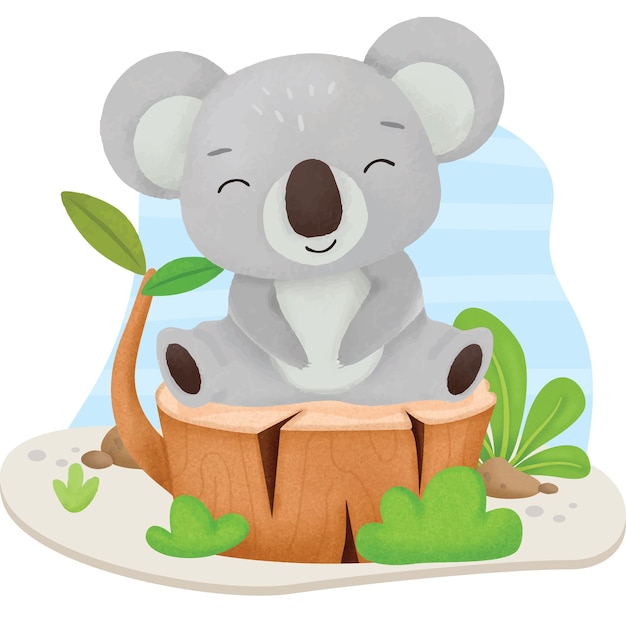 Vecteur le mignon koala en bois