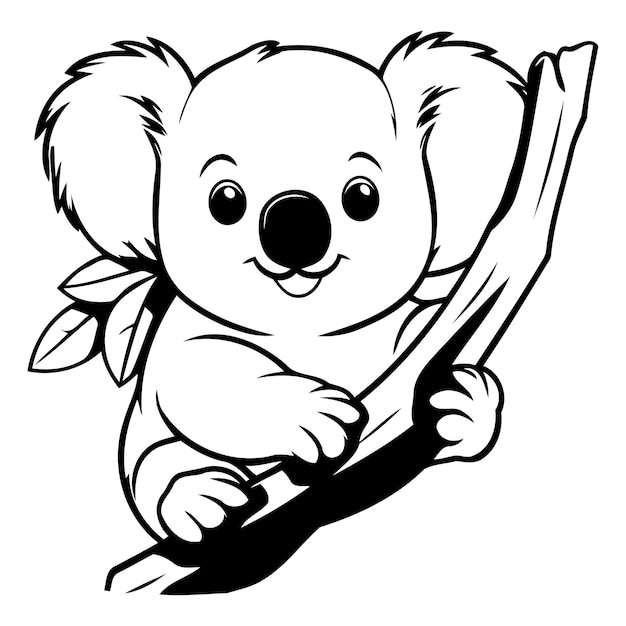 Vecteur un mignon koala de dessin animé assis sur une branche illustration vectorielle