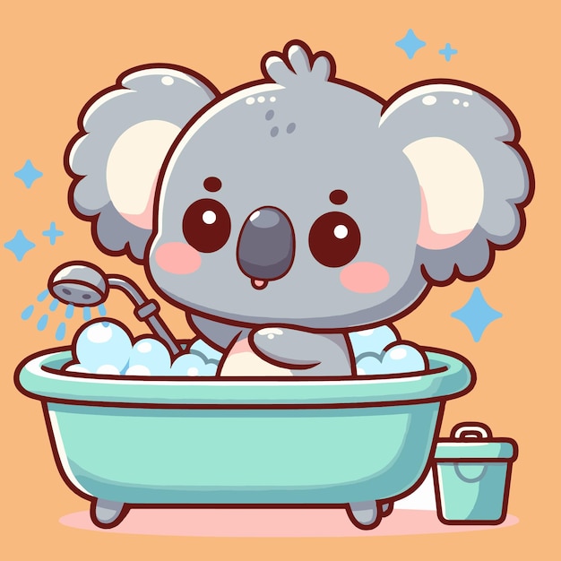 Vecteur le mignon koala prend un bain relaxant