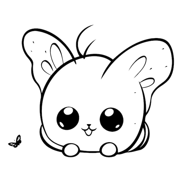 Un Mignon Lapin Blanc De Dessin Animé Avec Des Yeux Et Des Oreilles Illustration Vectorielle