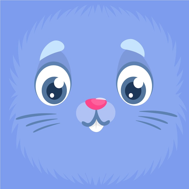 Vecteur mignon lapin bleu lapin visage avatar dessin animé illustration vectorielle