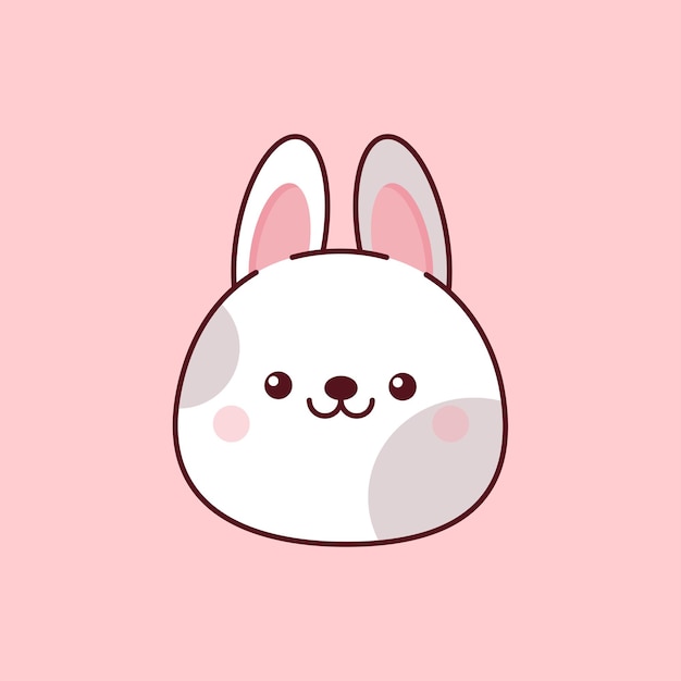 Vecteur mignon lapin kawaii blanc avec un sourire