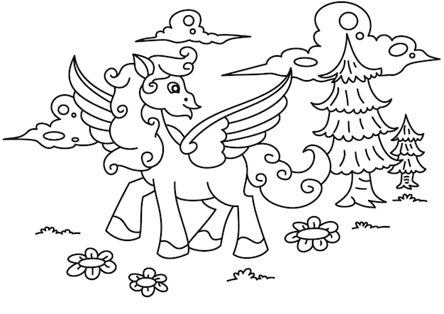 Mignon Licorne Coloriage Ou Livre Pour Les Enfants