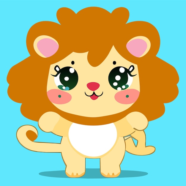 Mignon lion mascotte dessiné à la main dessin animé autocollant icône concept illustration isolée