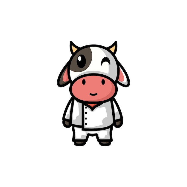 Mignon Logo Vache Mascotte Personnage Illustration Vectorielle