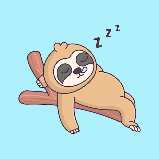 Mignon loris lent dormant sur une branche dessin animé animal vector illustration icône isolé