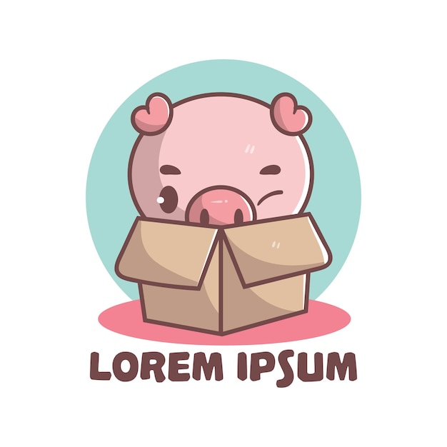 Vecteur mignon mascotte logo carton cartoon pig