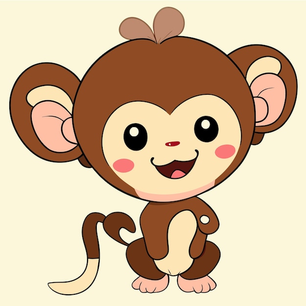 Mignon mascotte singe dessiné à la main dessin animé autocollant icône concept illustration isolée