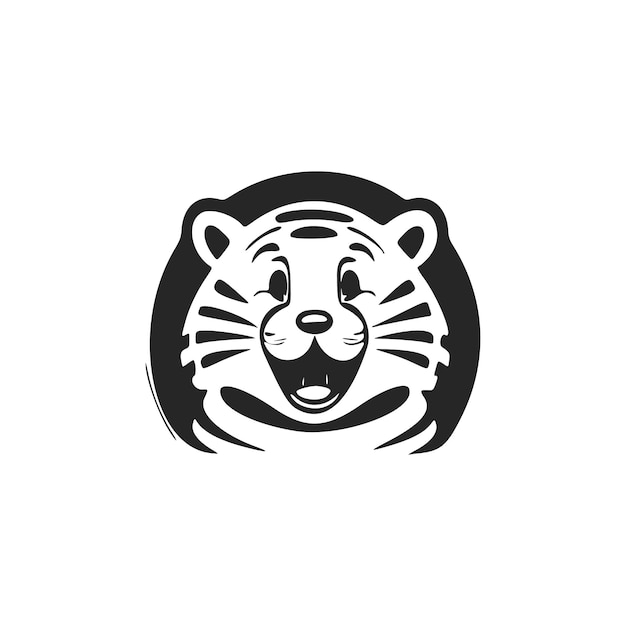 Mignon noir sur fond blanc logo tigre qui rit