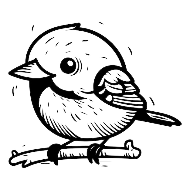 Un Mignon Oiseau Bleu De Dessin Animé Assis Sur Une Branche Illustration Vectorielle