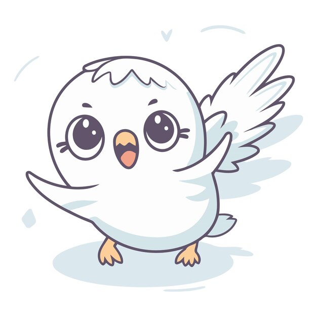 Un Mignon Oiseau De Dessin Animé Isolé Sur Un Fond Blanc