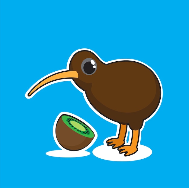 Vecteur mignon oiseau kiwi et kiwi