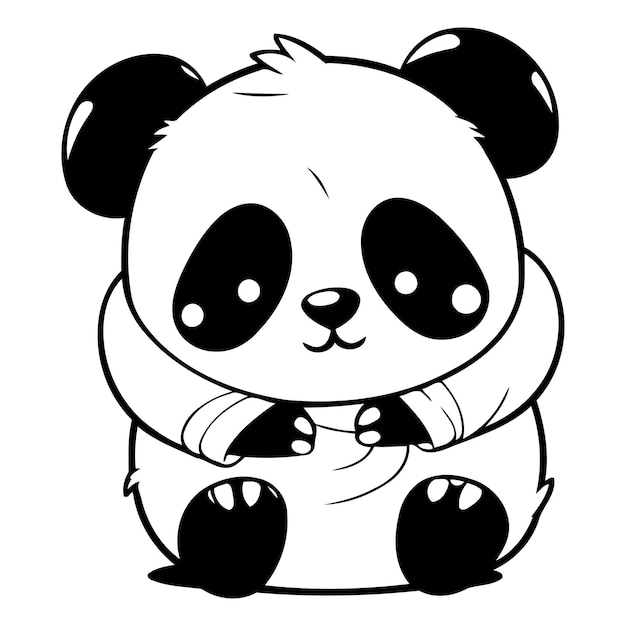 Un Mignon Ours Panda Isolé Sur Un Fond Blanc Illustration Vectorielle