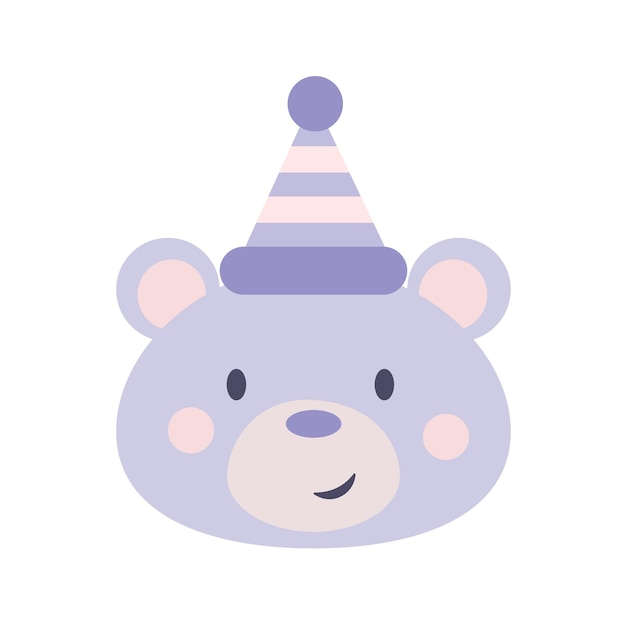 Un Mignon Ours En Peluche Violet Dans Un Chapeau Vector Clip Art Illustration Plate élément Décoratif