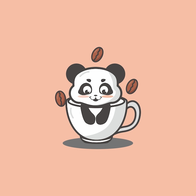 Mignon Panda Dans Une Tasse De Café