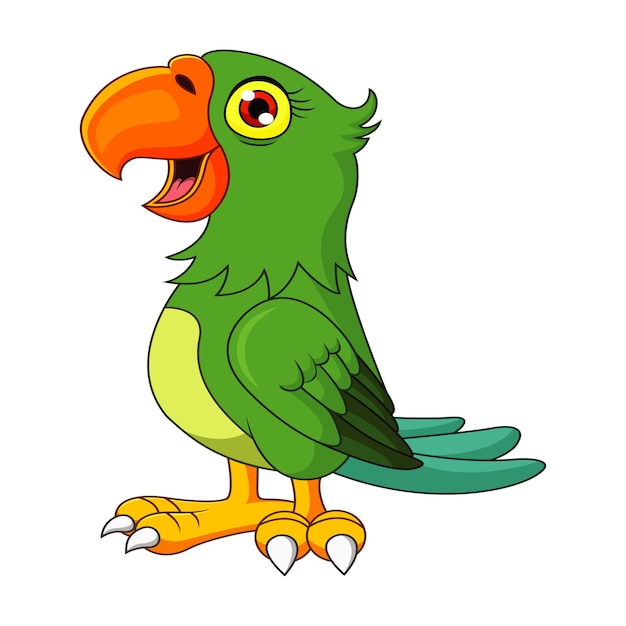 Le mignon perroquet vert est un dessin animé.
