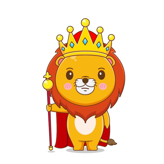 Vecteur mignon personnage de roi lion isolé.
