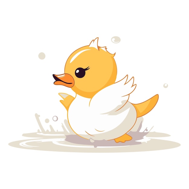 Un Mignon Petit Canard Sur Un Fond Blanc