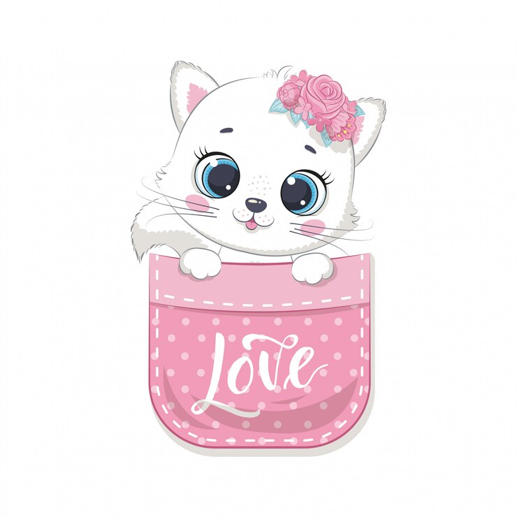 Vecteur mignon petit chat dans la poche. illustration