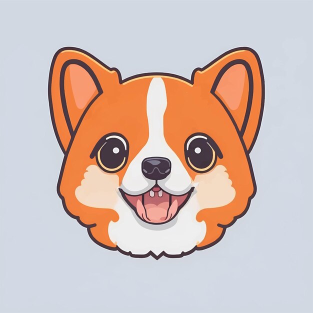Vecteur mignon petit chien ou chiot tête personnage style kawaii dessin animé rue animal icône design