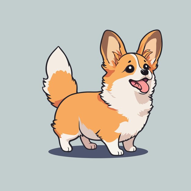 Vecteur mignon petit corgi debout sur fond gris