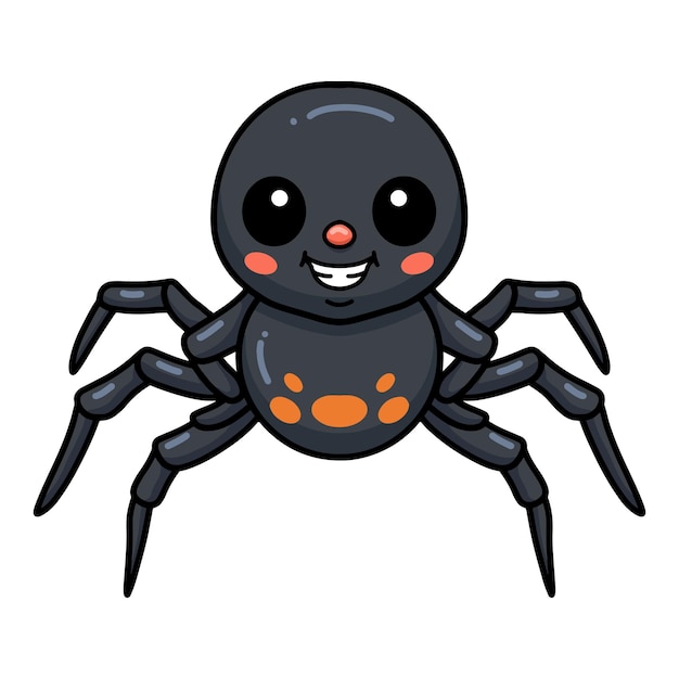 Mignon Petit Dessin Animé D'araignée Noire | Vecteur Premium