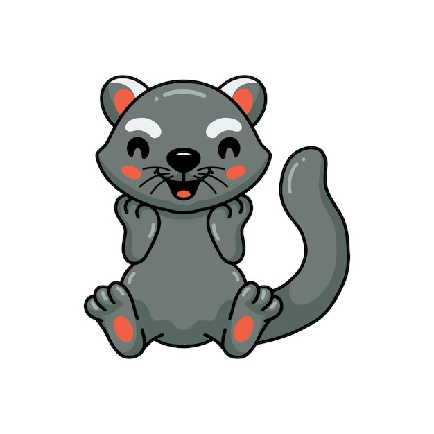 Mignon Petit Dessin Animé Bearcat Assis