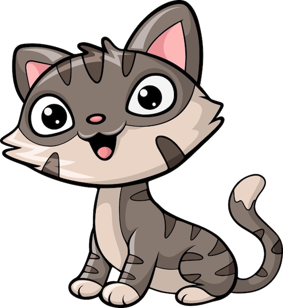 Mignon petit dessin animé de chat assis