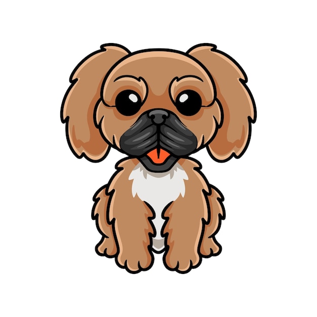 Mignon petit dessin animé de chien pékinois