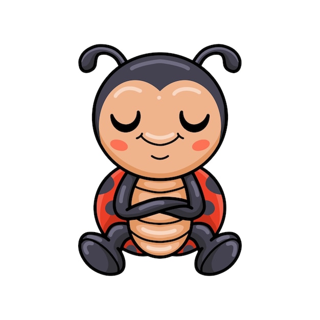 Mignon Petit Dessin Animé Coccinelle Assis