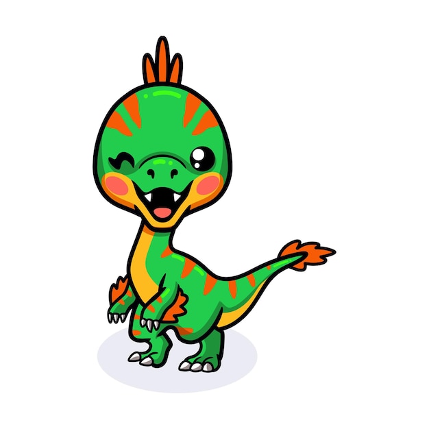 Vecteur mignon petit dessin animé de dinosaure oviraptor