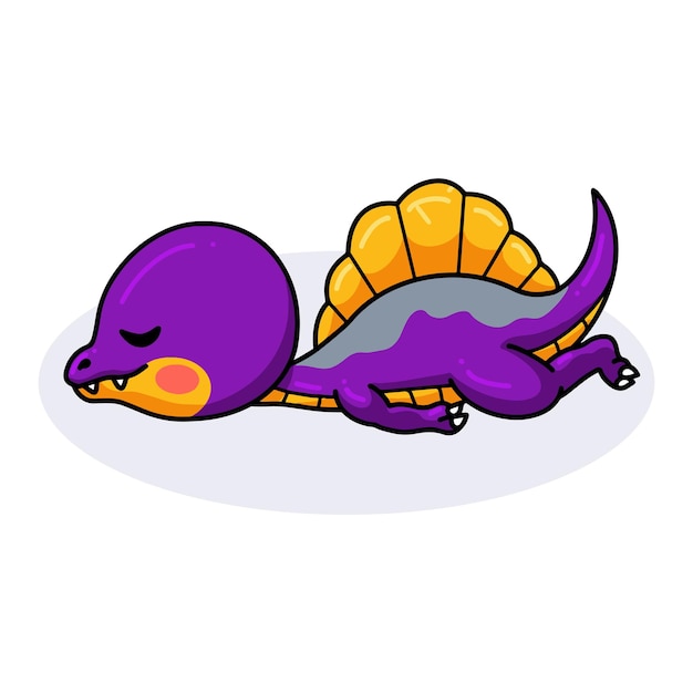 Mignon Petit Dessin Animé De Dinosaure Violet Dormant