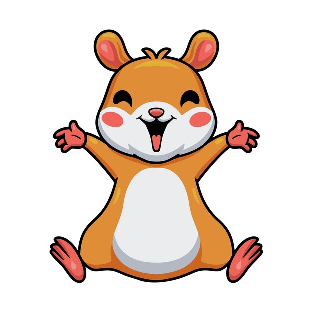 Mignon Petit Dessin Animé De Hamster Levant Les Mains