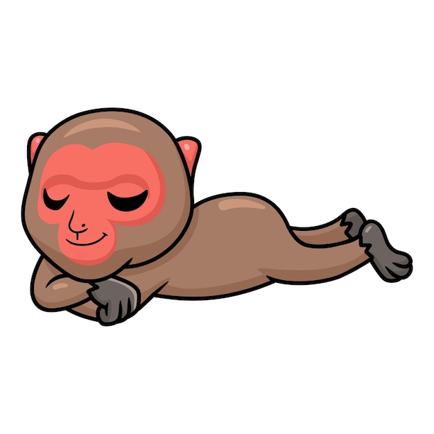 Mignon Petit Dessin Animé De Macaque Japonais Dormant