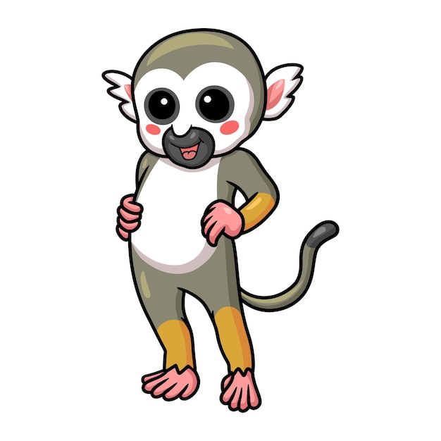 Mignon Petit Dessin Animé De Singe écureuil Debout