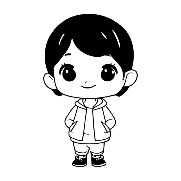 Vecteur mignon petit garçon avatar personnage illustration vectorielle conceptionicône illustration vectorielle conception