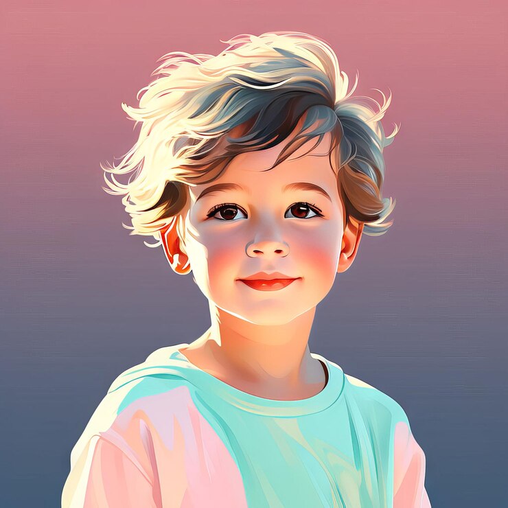 Vecteur un mignon petit garçon en chemise bleue