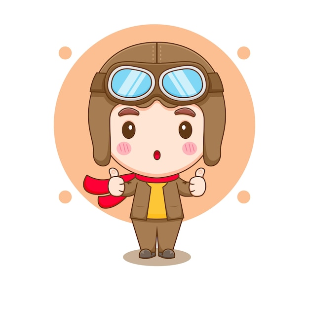 Mignon Petit Garçon En Illustration De Dessin Animé De Costume De Pilote