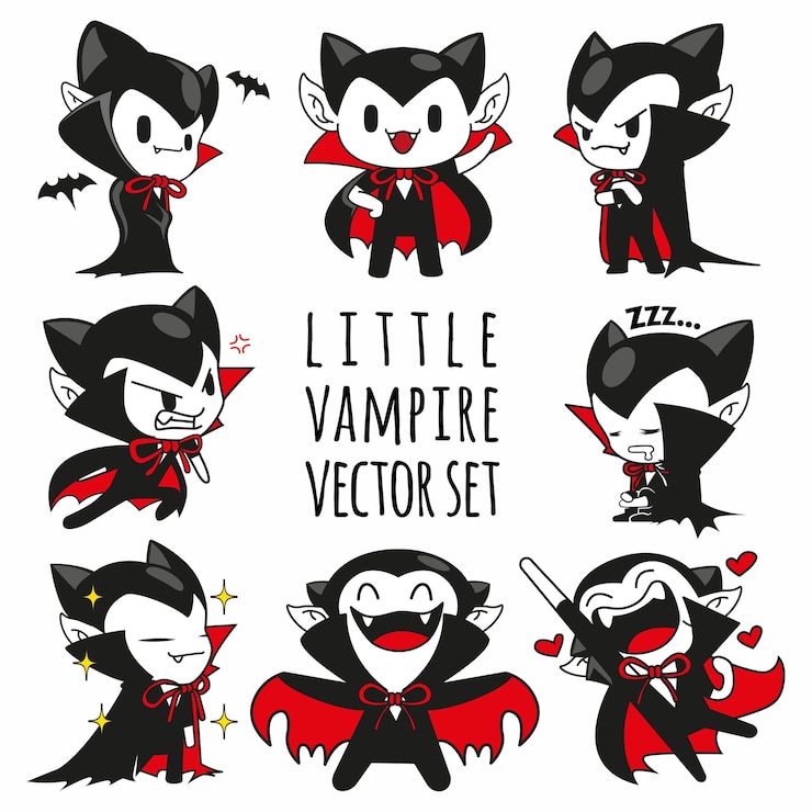 Vecteur mignon petit jeu de vecteur de vampire