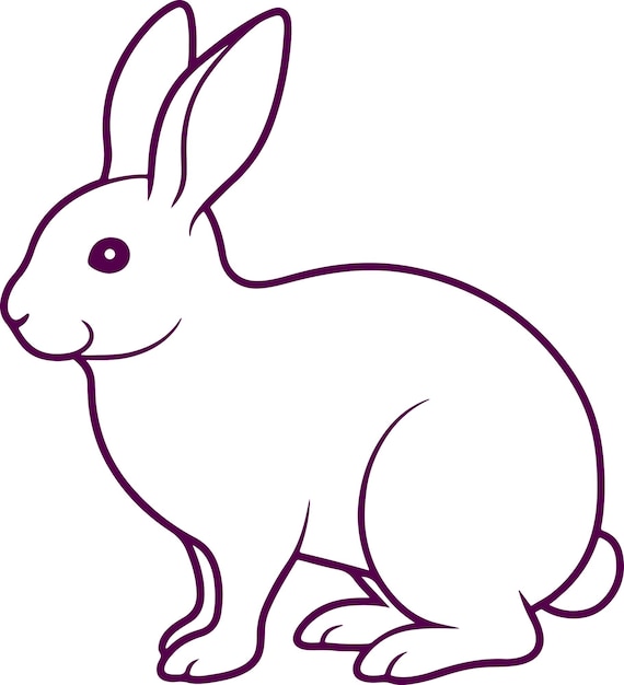 mignon petit lapin dessin animé illustration vectorielle conception graphique en noir et blanc
