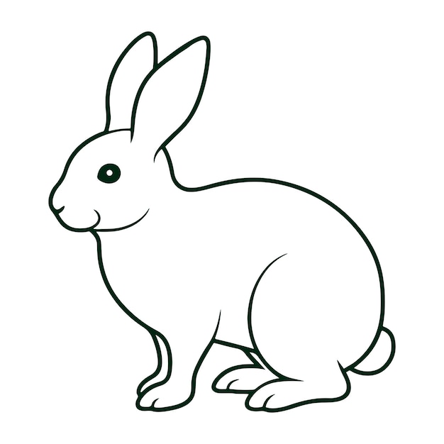 mignon petit lapin dessin animé illustration vectorielle conception graphique en noir et blanc